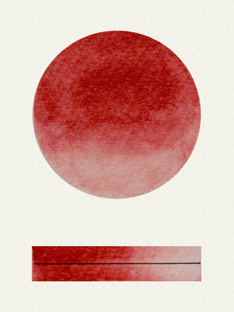 Image shows the tonal range and opacity of watercolour Art Scribe Scarlet Deep.