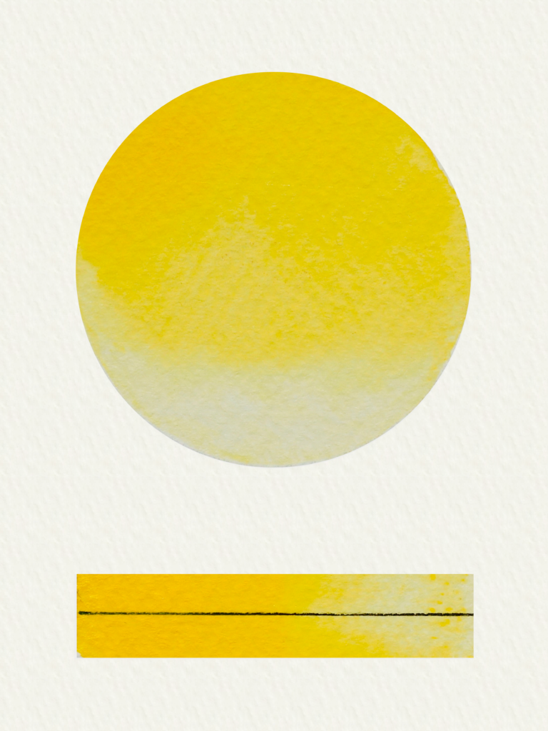 image shows the tonal range and opacity of Hansa Brilliant Yellow watercolour paint