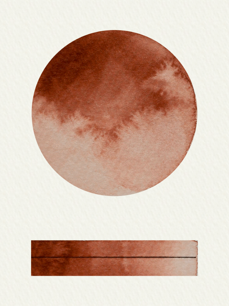 Image shows the tonal range and opacity of watercolour Red Iron Oxide.