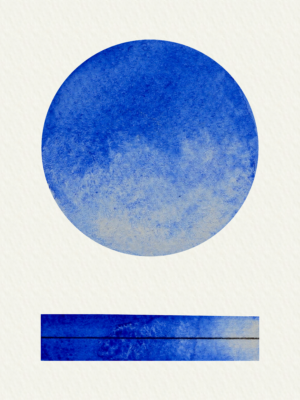 Handmade watercolour Ultramarine Blue - A warm deep blue with granulation and useful for mixing to make shadowy mauve and grey tones. Hand mulled in Devon by Art Scribe